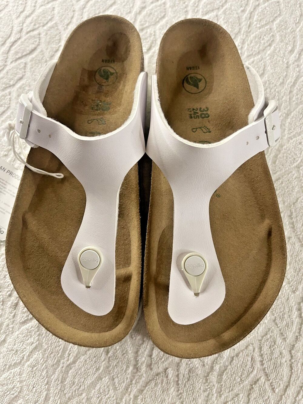 Birkenstock Papillio  Sz 7-7.5 Women's White Gizeh Platform Vegan Sandals